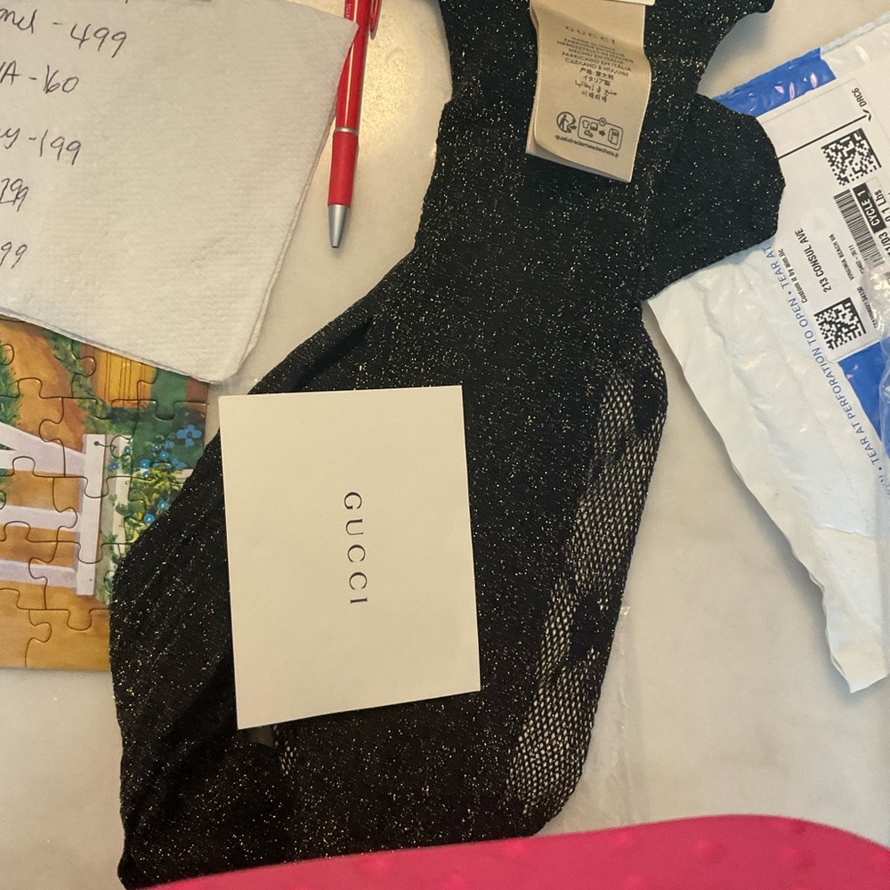 Gucci Black and Gold Glitter Stockings